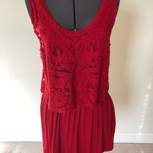 Anthropologie Red Lace Tunic